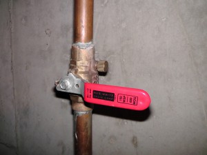 Shut off valve in the "Off" position.